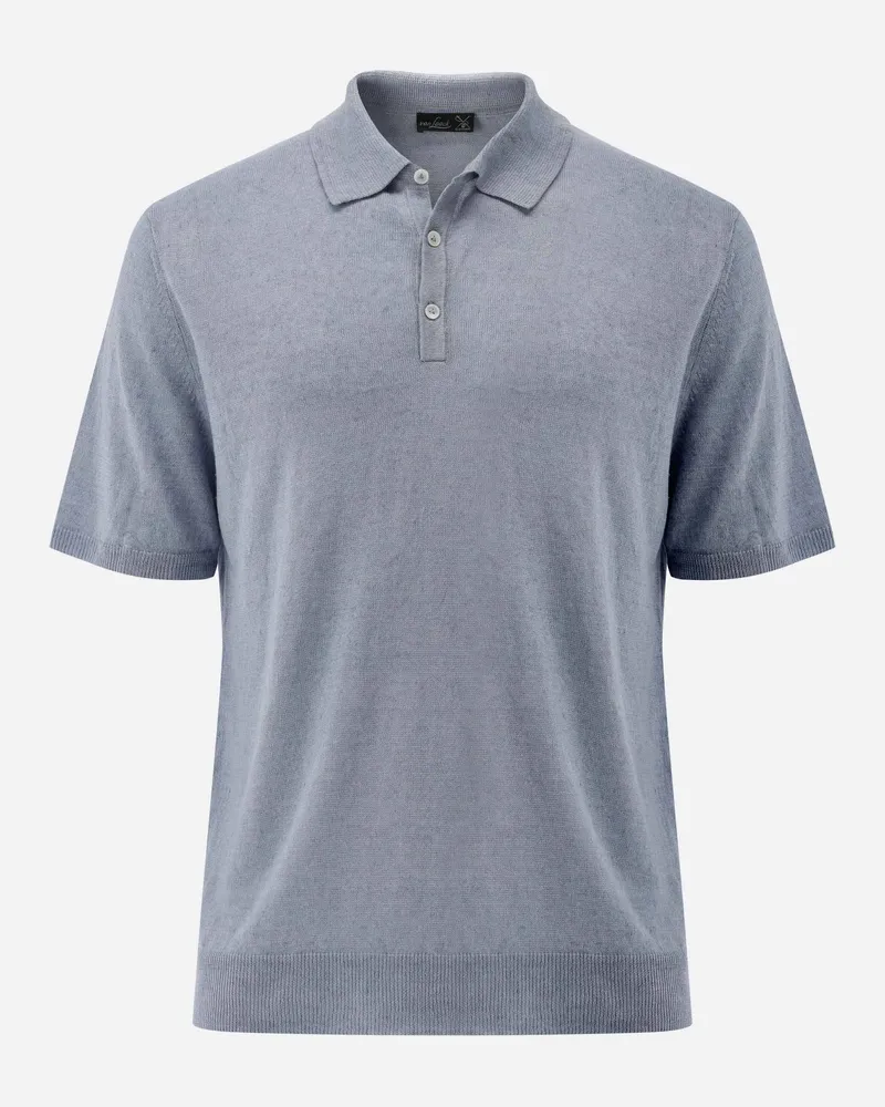 van Laack Poloshirt gestrickt aus Leinen Blau