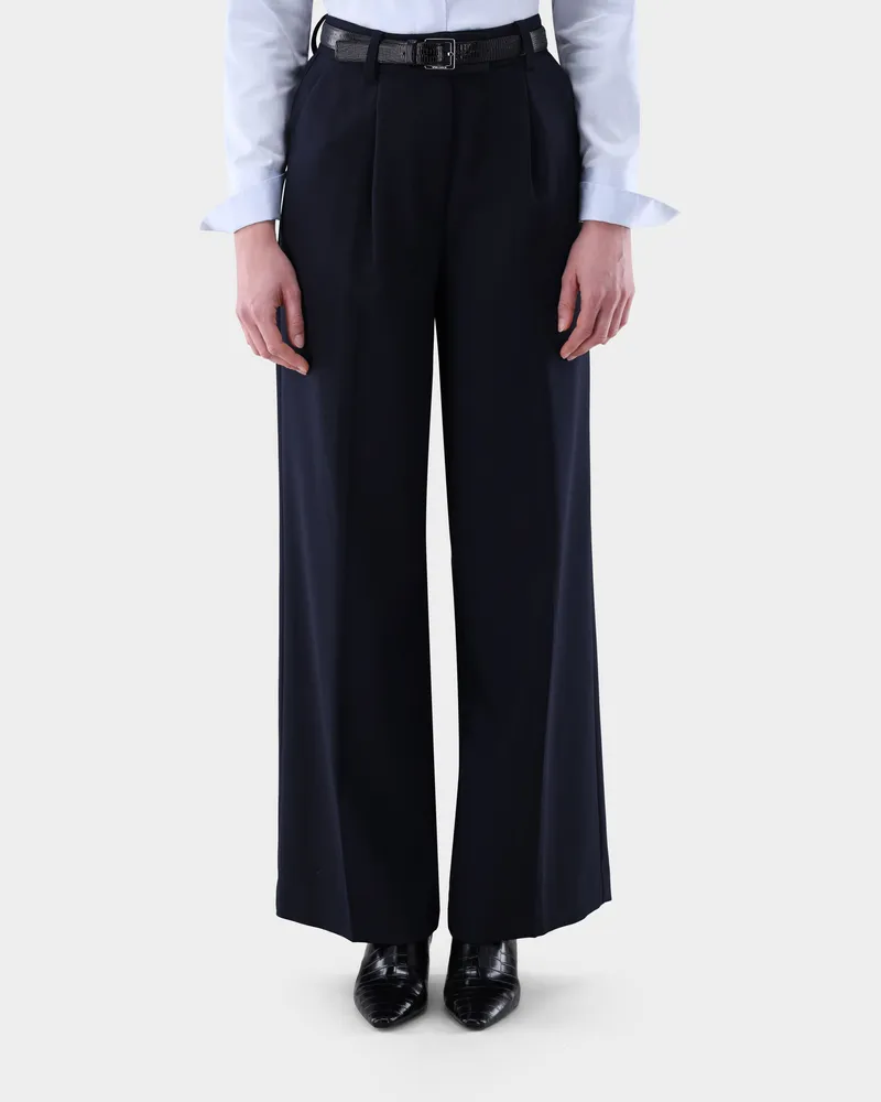 van Laack Hose mit weitem Bein und Bügelfalte Blau