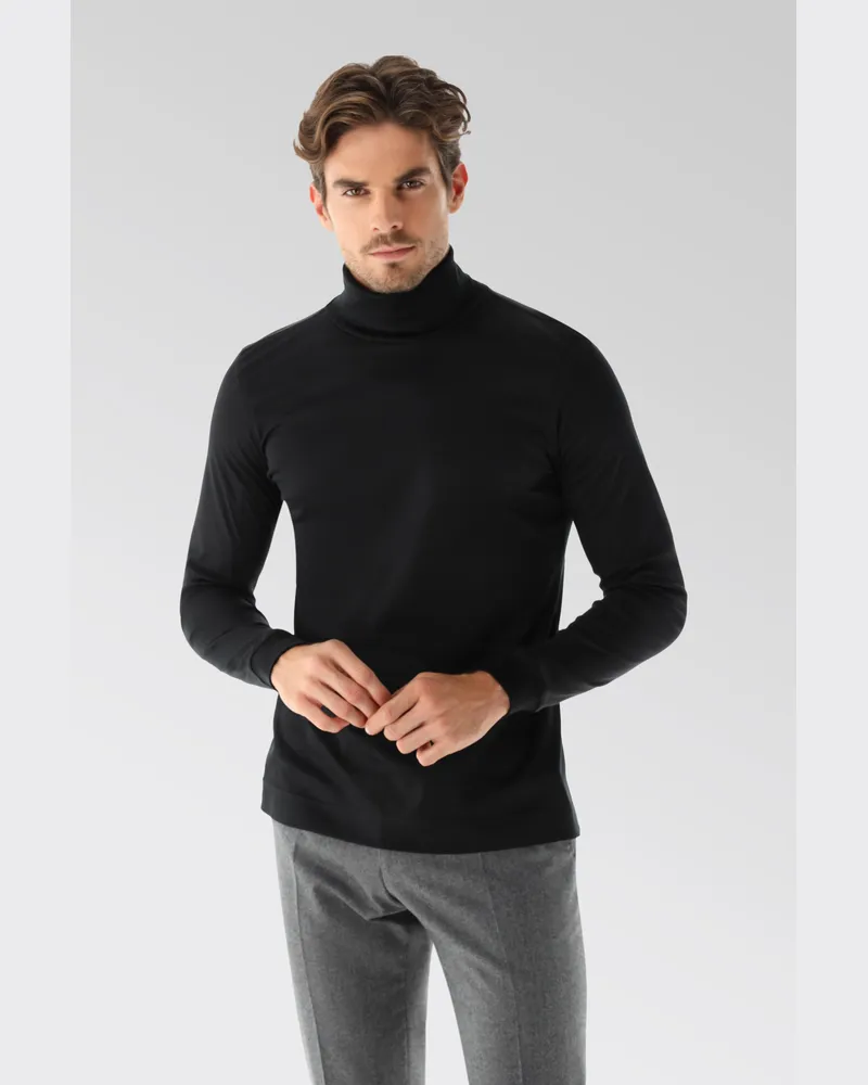 van Laack Rollkragenshirt aus Schweizer Baumwolljersey Schwarz