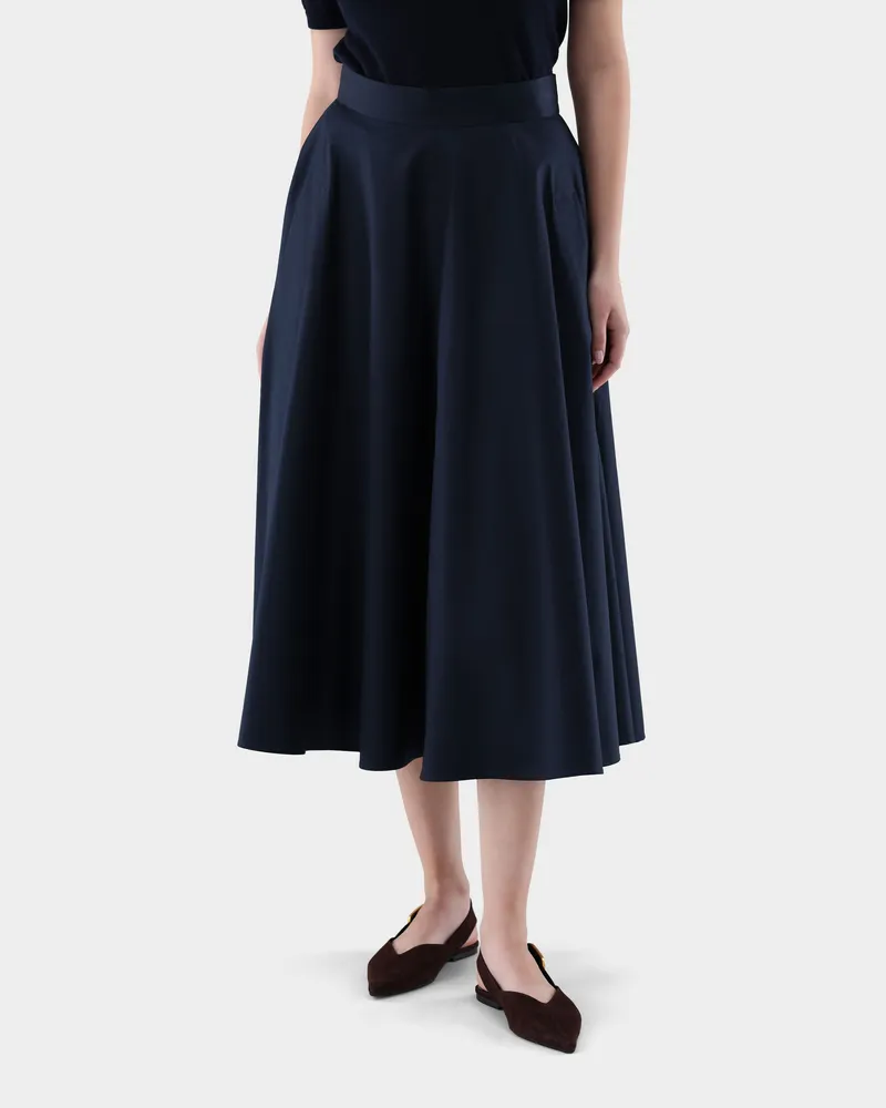 van Laack Ausgestellte Midirock mit Eingrifftaschen Blau