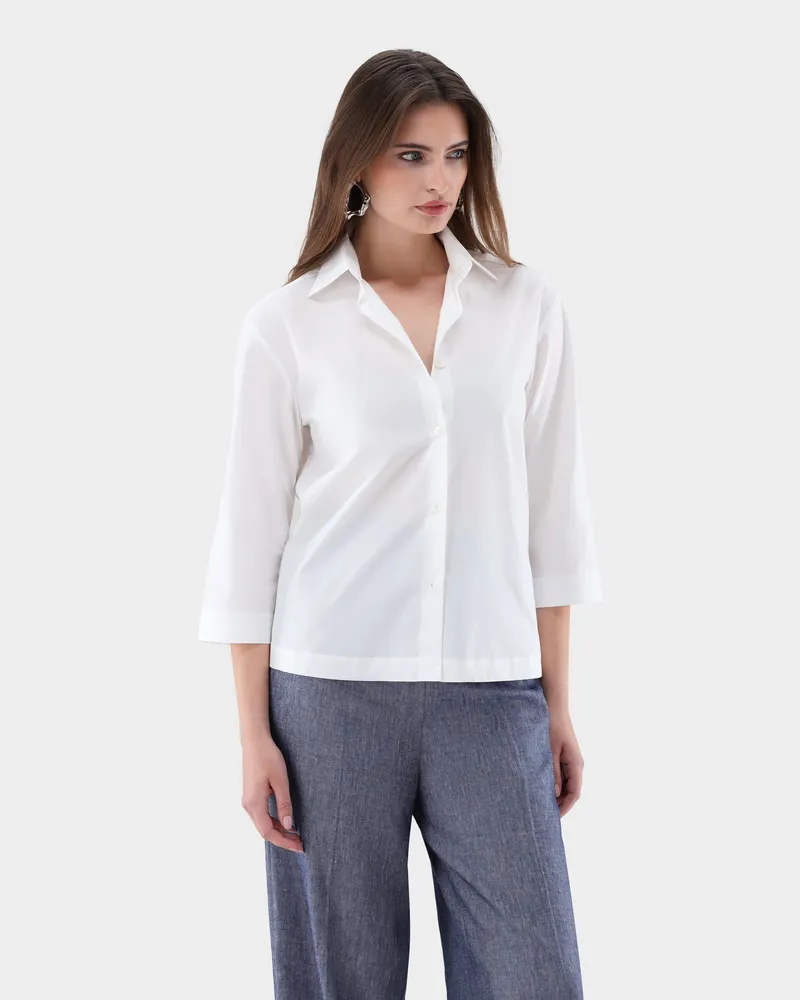 van Laack Hemdbluse Boxy Fit aus Baumwoll-Popeline Weiß