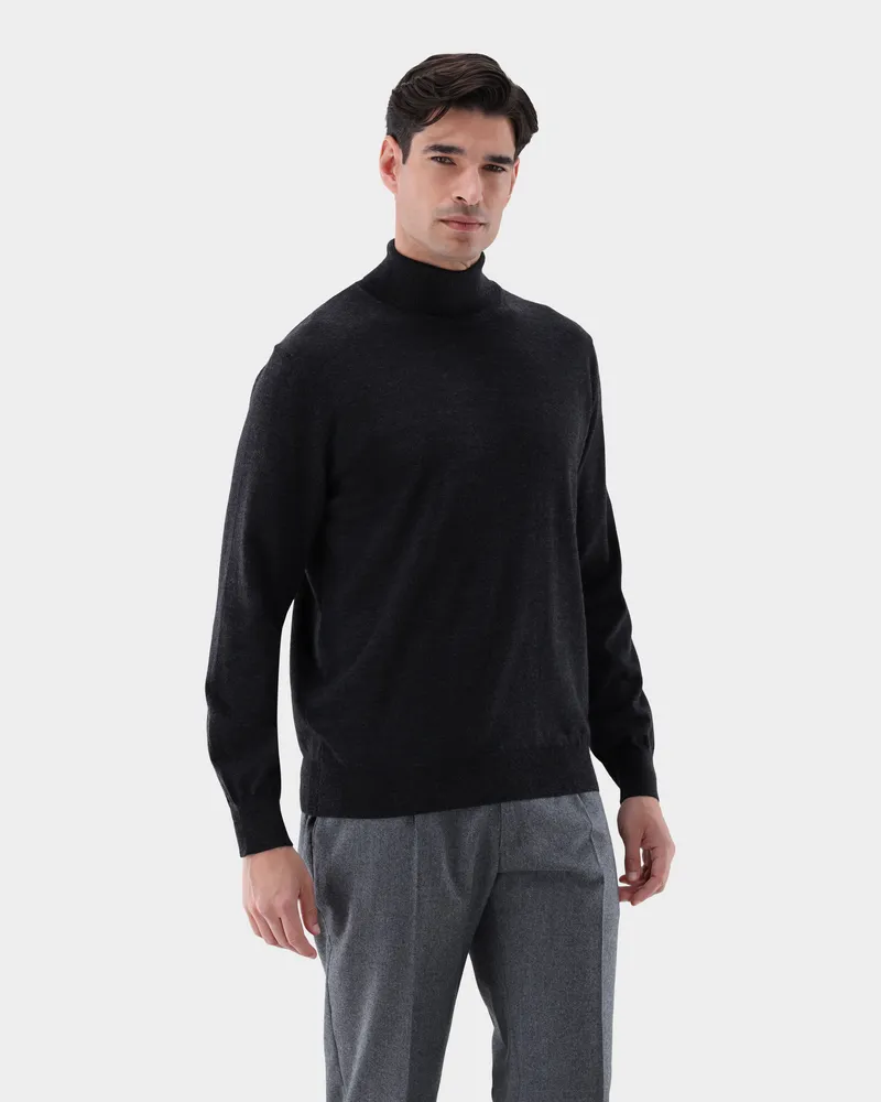 van Laack Rollkragenpullover aus Merzerisierter Merinowolle Grau