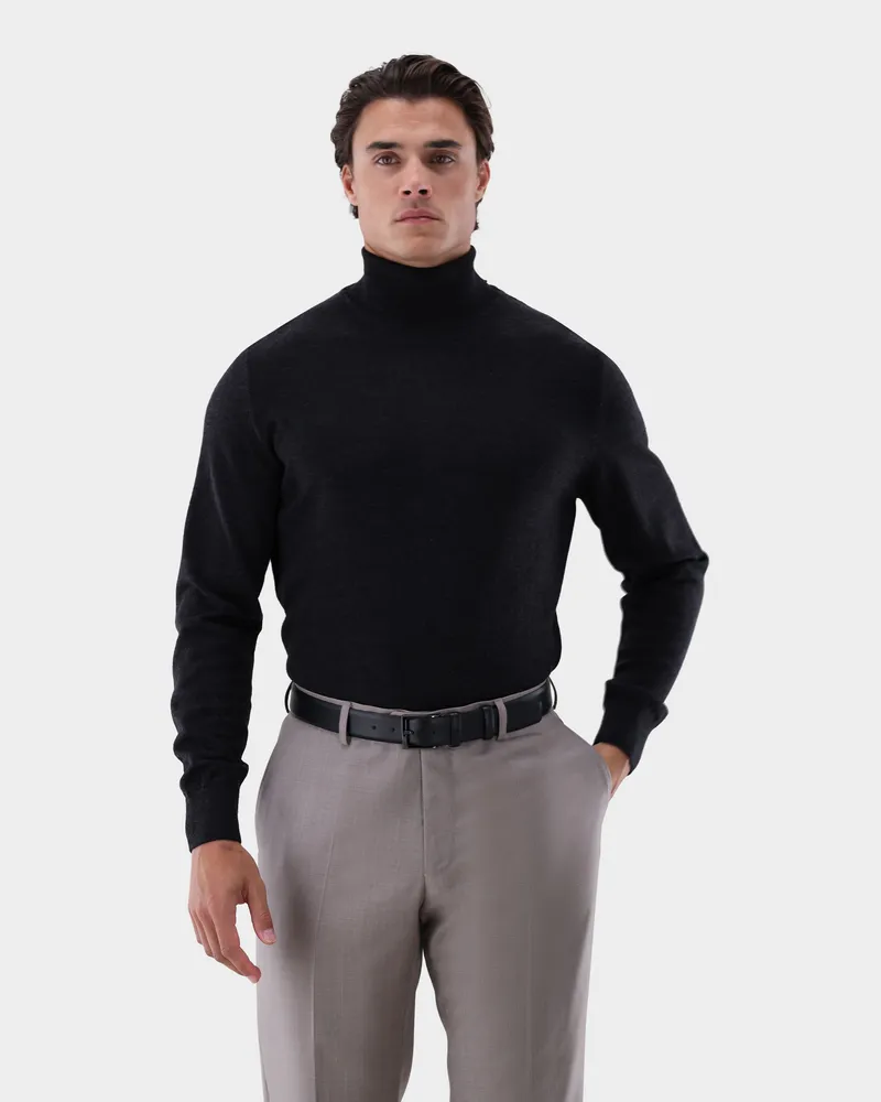 van Laack Rollkragenpullover aus Merzerisierter Merinowolle Grau