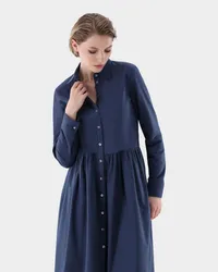 van Laack Flanell Hemdblusenkleid Blau