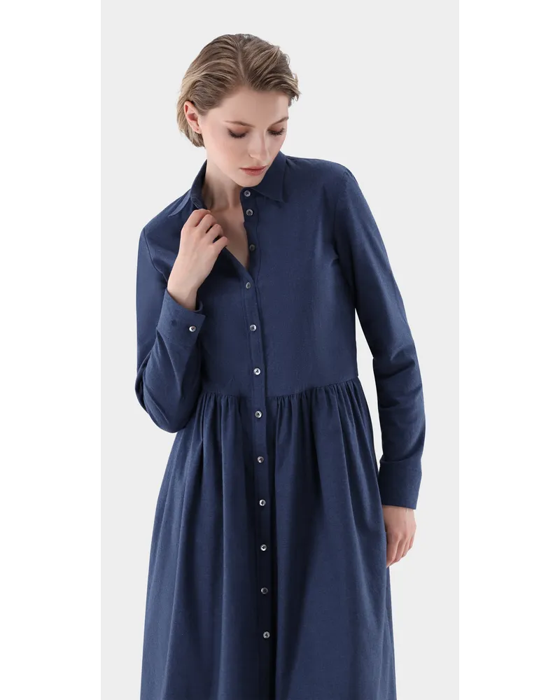 van Laack Flanell Hemdblusenkleid Blau