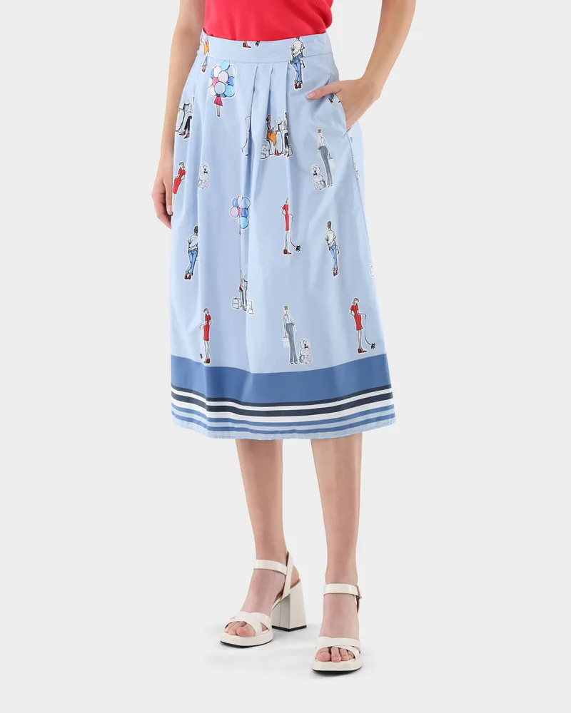 van Laack Rock aus Baumwolle mit Druck Blau