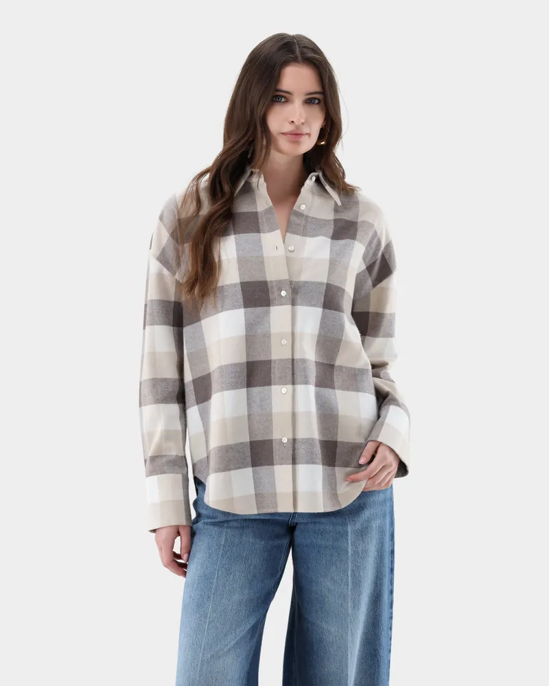 van Laack Flanell Hemdbluse kariert Beige
