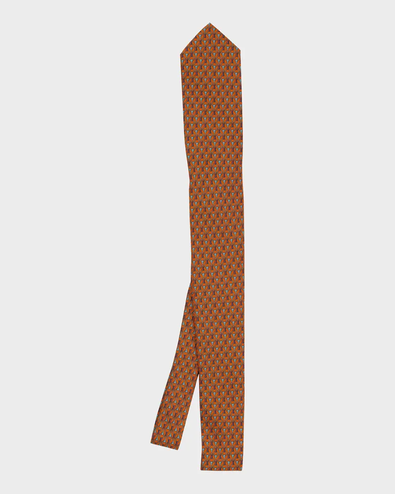 van Laack Seidenkrawatte mit Druck Orange