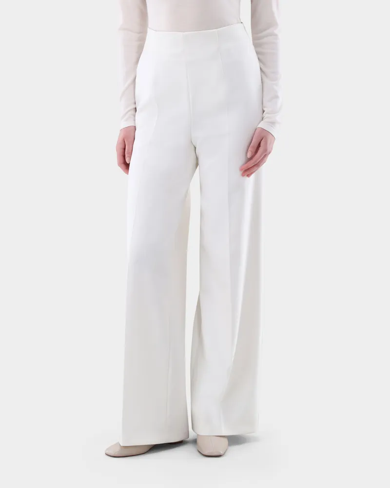 van Laack Hose mit weitem Bein und Bügelfalten Cremefarben