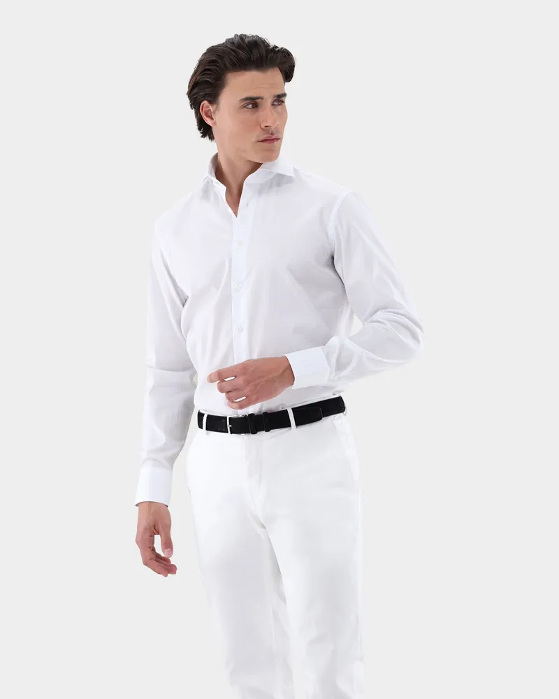 van Laack Bügelfreies kariertes Hemd Tailor Fit Weiß