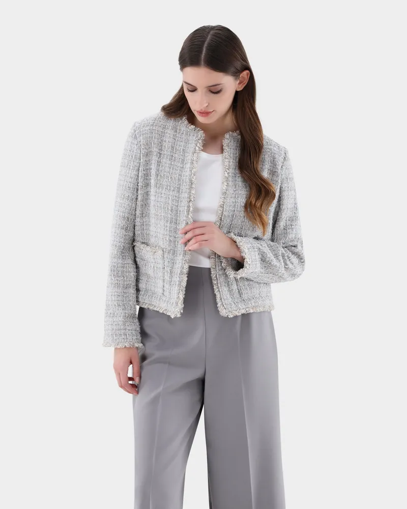 van Laack Tweedjacke mit gefransten Kanten Grau