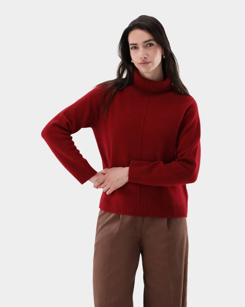 van Laack Rollkragenpullover aus Kaschmir und Wolle Rot