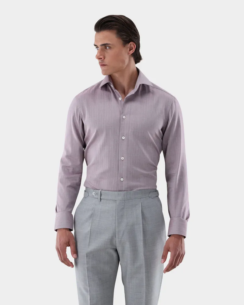 van Laack Hemd mit Fischgrat Muster Tailor Fit Rot