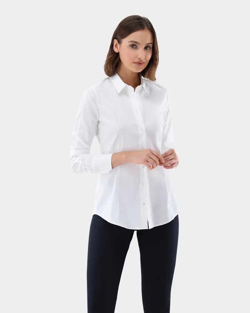 van Laack Hemdbluse mit Stretch Slim Fit Weiß