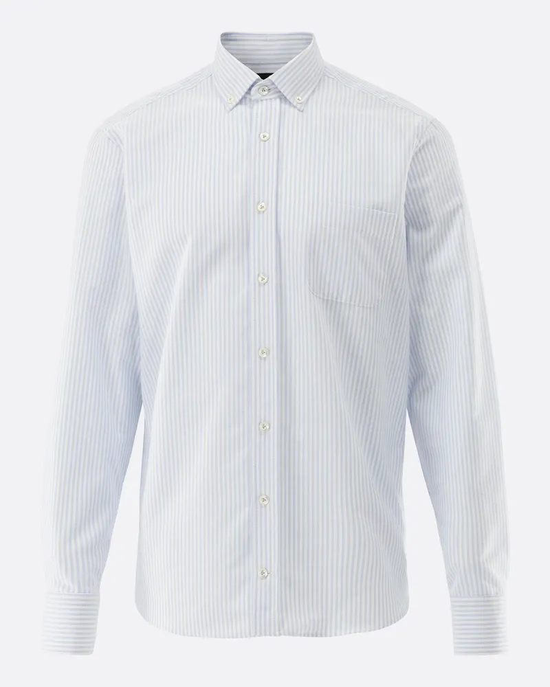 van Laack Gestreiftes Oxfordhemd mit Button-Down-Kragen Blau