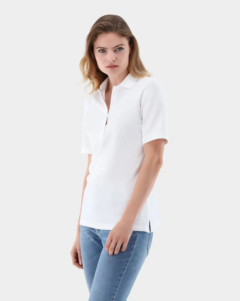 van Laack Piqué Poloshirt Weiß