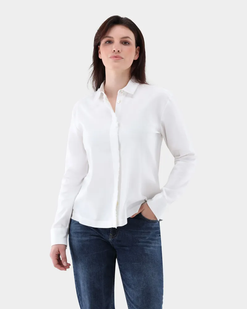 van Laack Boxy Fit Flannel Bluse mit Fischgrätmuster Waschen: