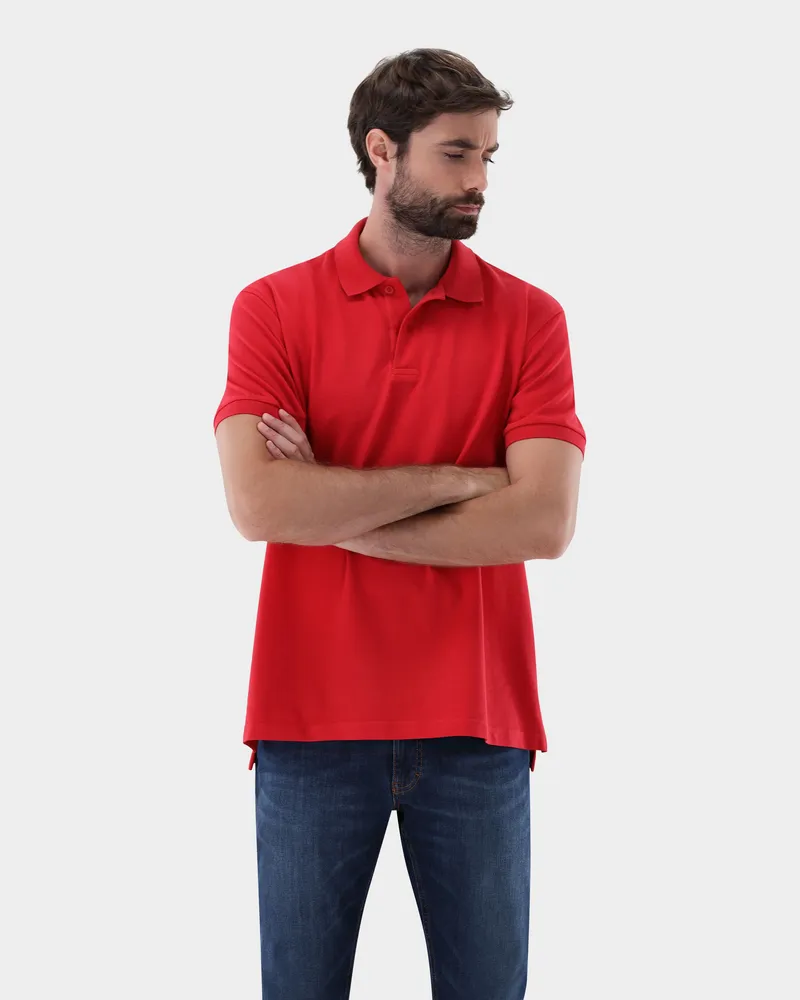 van Laack Poloshirt aus Piqué Rot