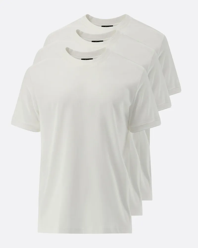van Laack T-Shirt mit Rundhals und Paspel 3er Set Weiß