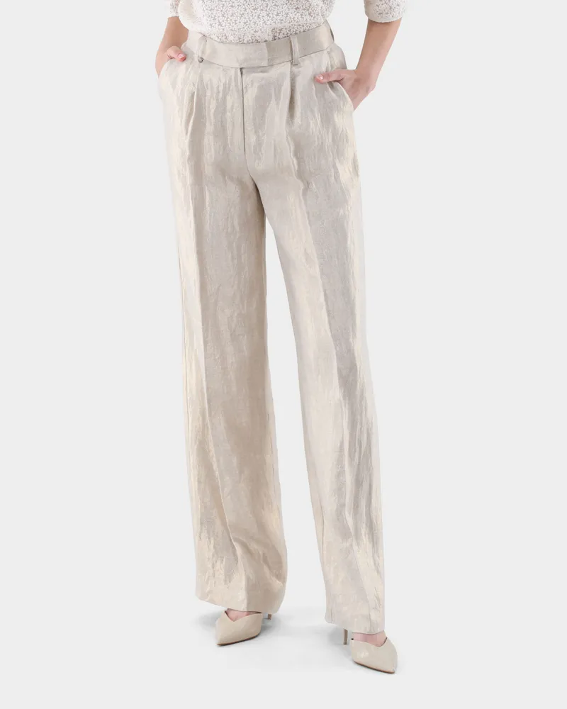 van Laack Hose mit weitem Bein und Glitzer-Effekt Gelb