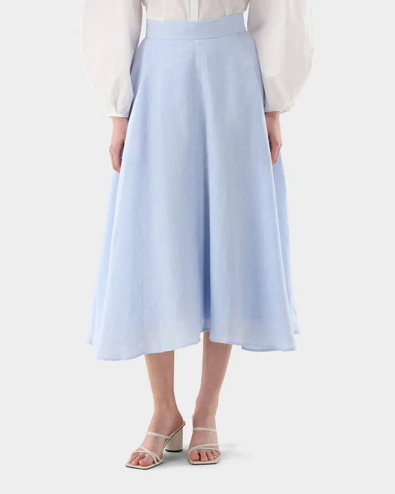 van Laack Midirock aus Leinen mit Eingrifftaschen Blau