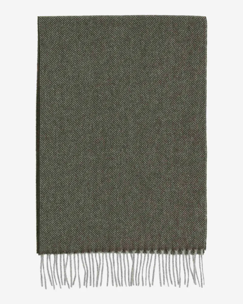 van Laack Schal aus Kaschmir mit Fischgratmuster Grün