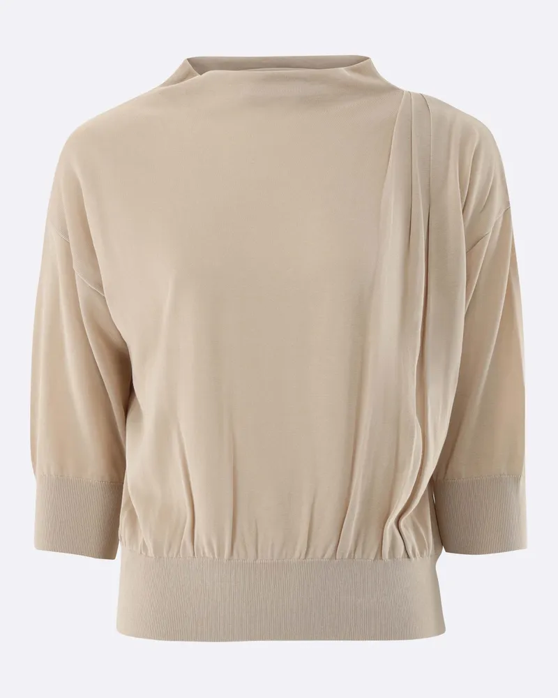 van Laack Pullover mit Stehkragen Beige
