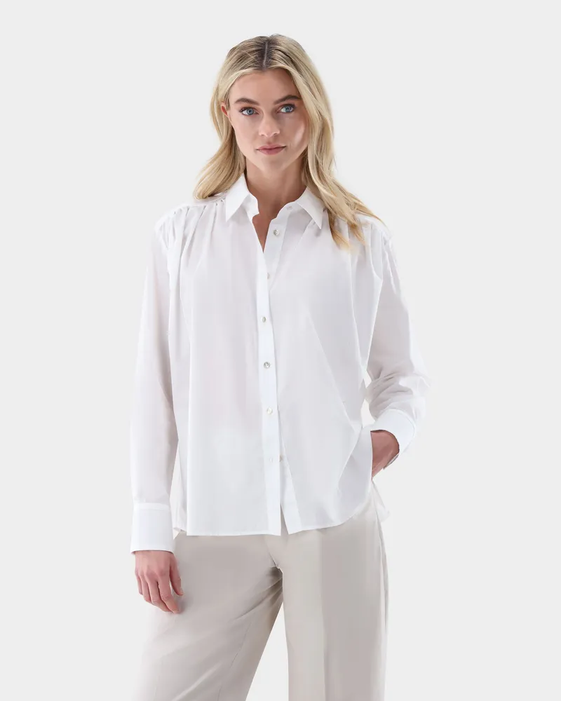 van Laack Hemdbluse mit Raffungen Weiß
