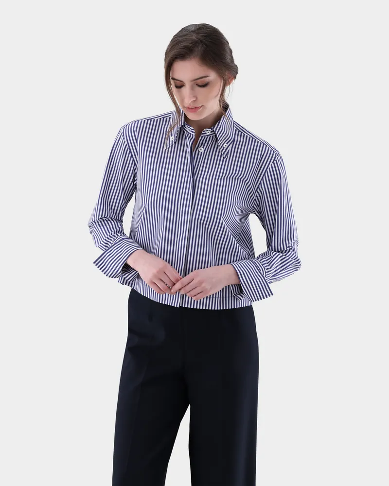 van Laack Hemdbluse kurz geschnitten Blau