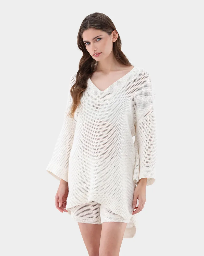 van Laack Tunika mit Netzoptik Cremefarben