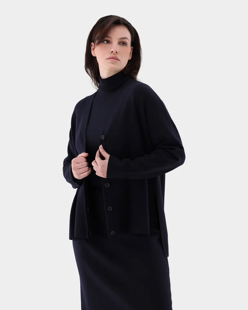 van Laack Oversized Cardigan aus ultrafeiner Merinowolle Blau