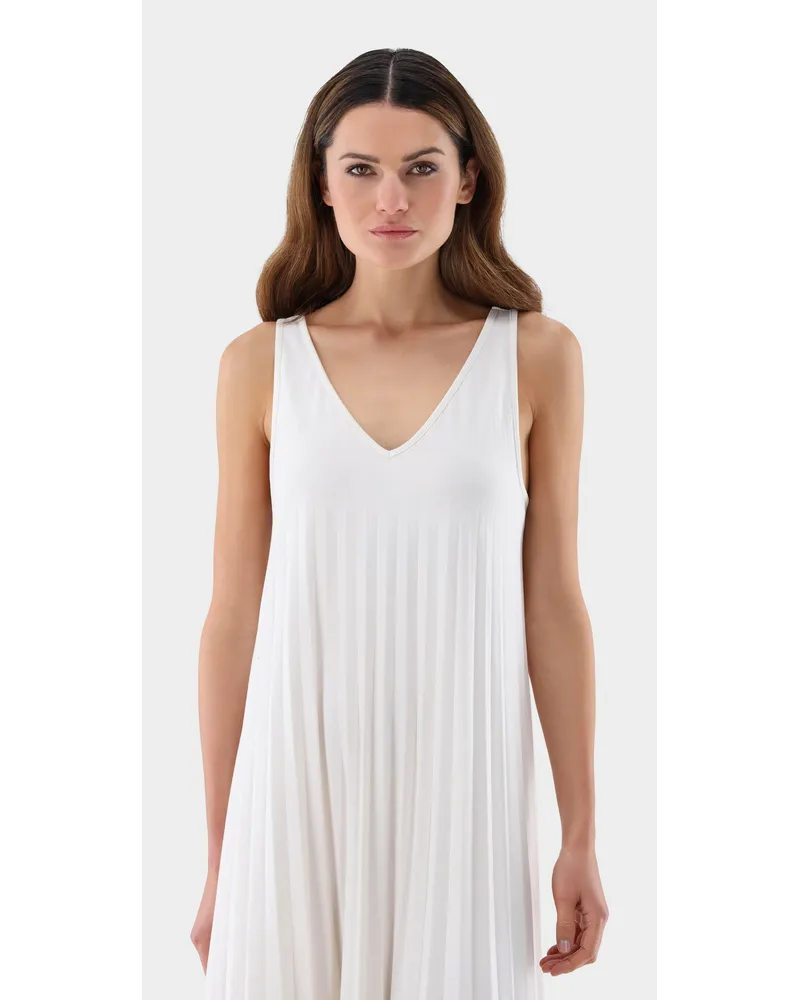 van Laack Ärmelloses Plissé-Kleid Weiß