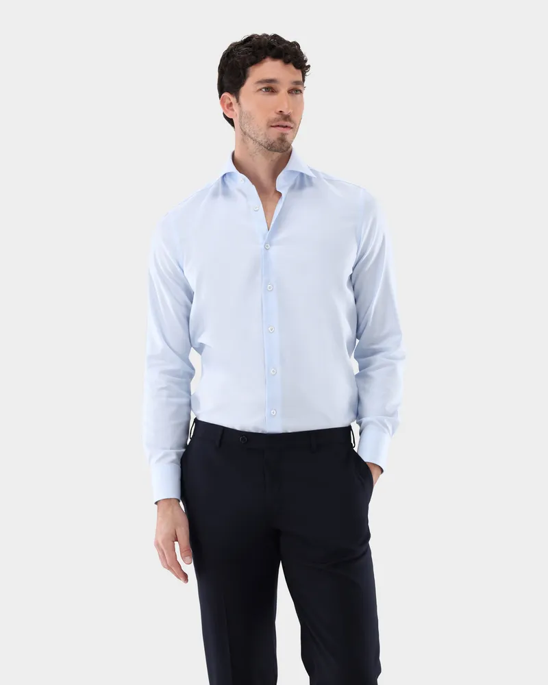 van Laack Twill Hemd mit Struktur Tailor Fit Blau