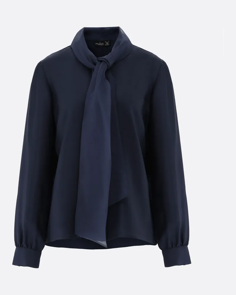 van Laack Seidenbluse mit Schluppe Boxy Fit Blau