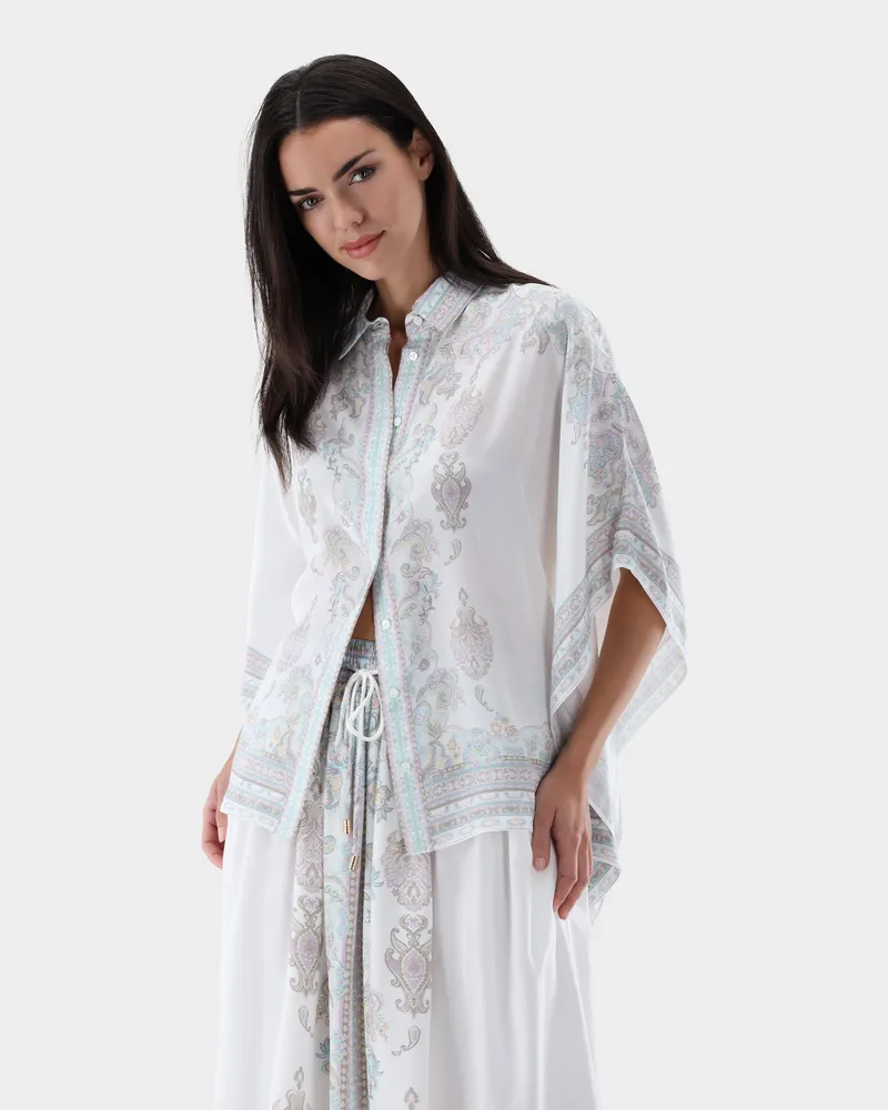 van Laack Tunika aus Seide mit Paisley-Druck Cremefarben