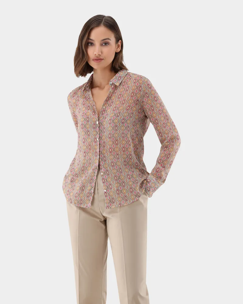 van Laack Hemdbluse mit Druck und Lurex Streifen Orange