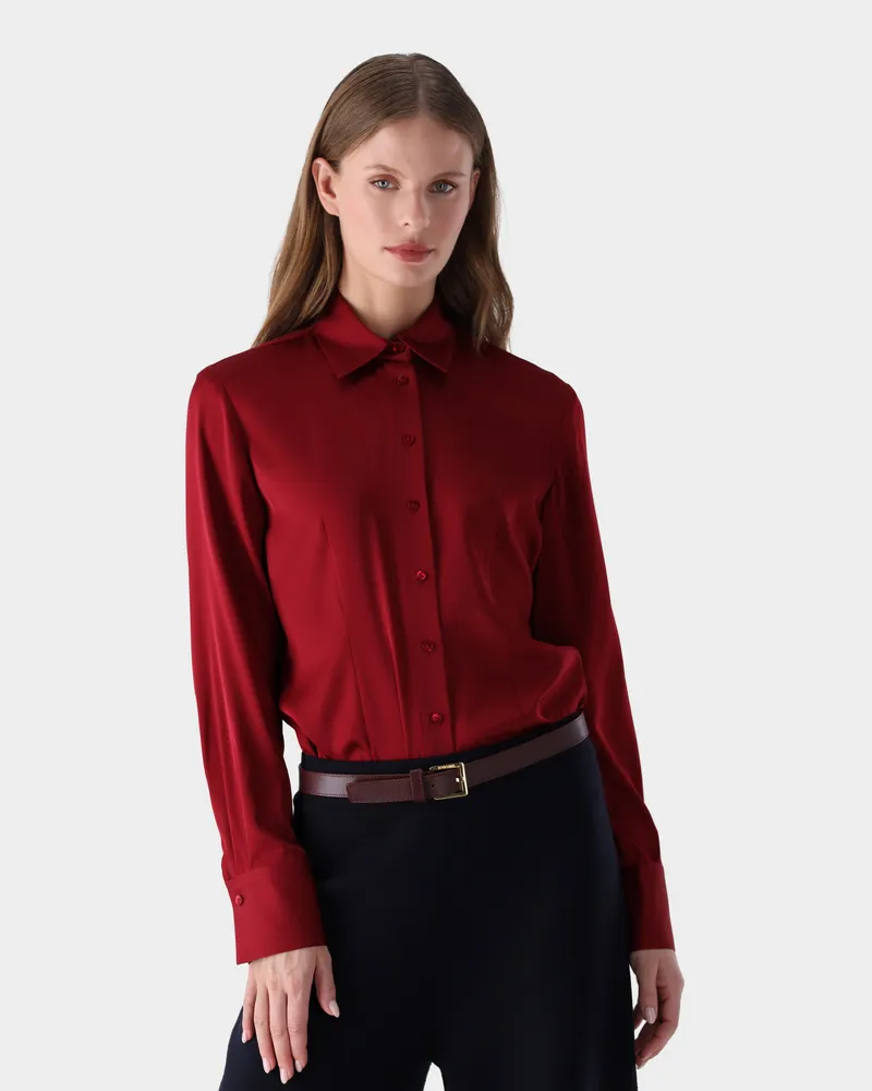 van Laack Hemdbluse aus Seide mit Stretch Rot