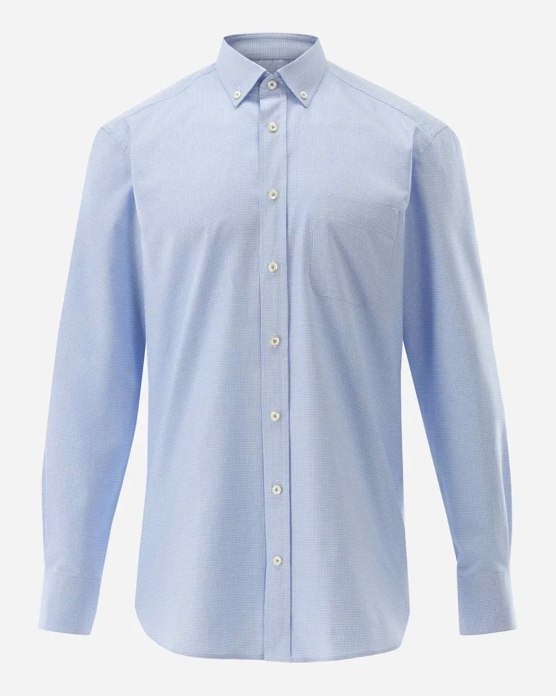 van Laack Dobby Hemd mit Button Down Kragen Comfort Fit Blau
