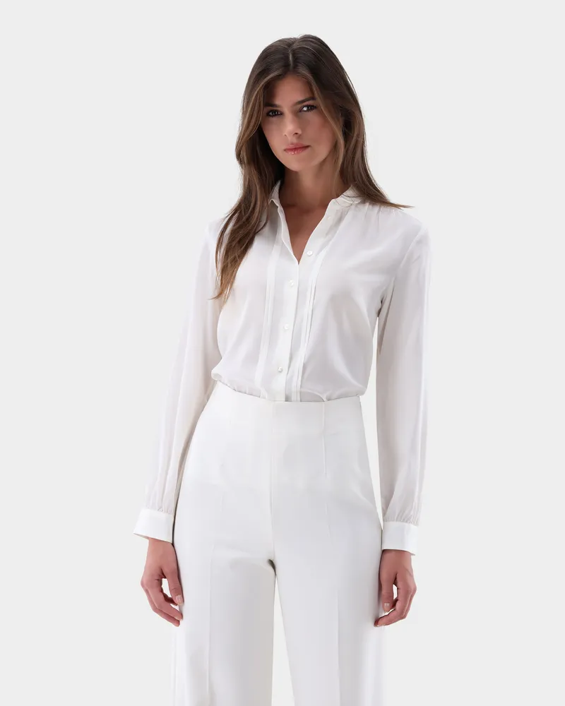 van Laack Bluse aus Seide mit Raffungen Cremefarben