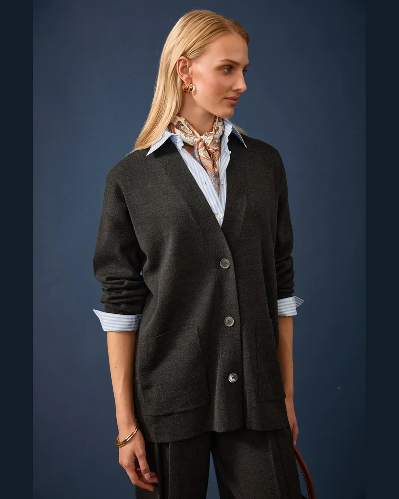van Laack Cardigan loose fit Blau
