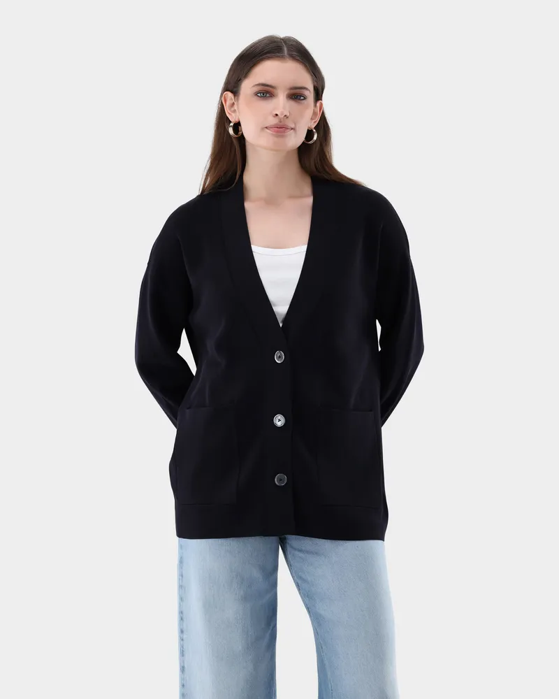 van Laack Cardigan loose fit Blau