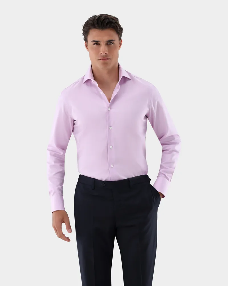 van Laack Twill Hemd mit Fischgrat Tailor Fit Lila