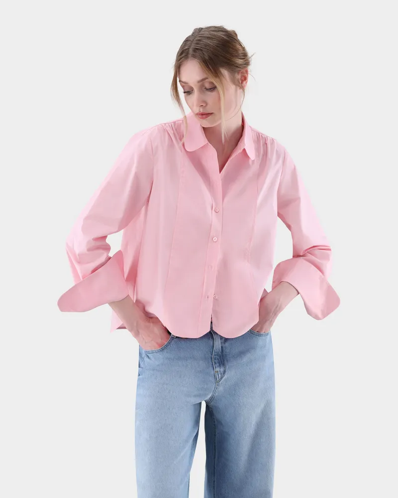 van Laack Bluse gecropped und mit lockerer Passform Rot