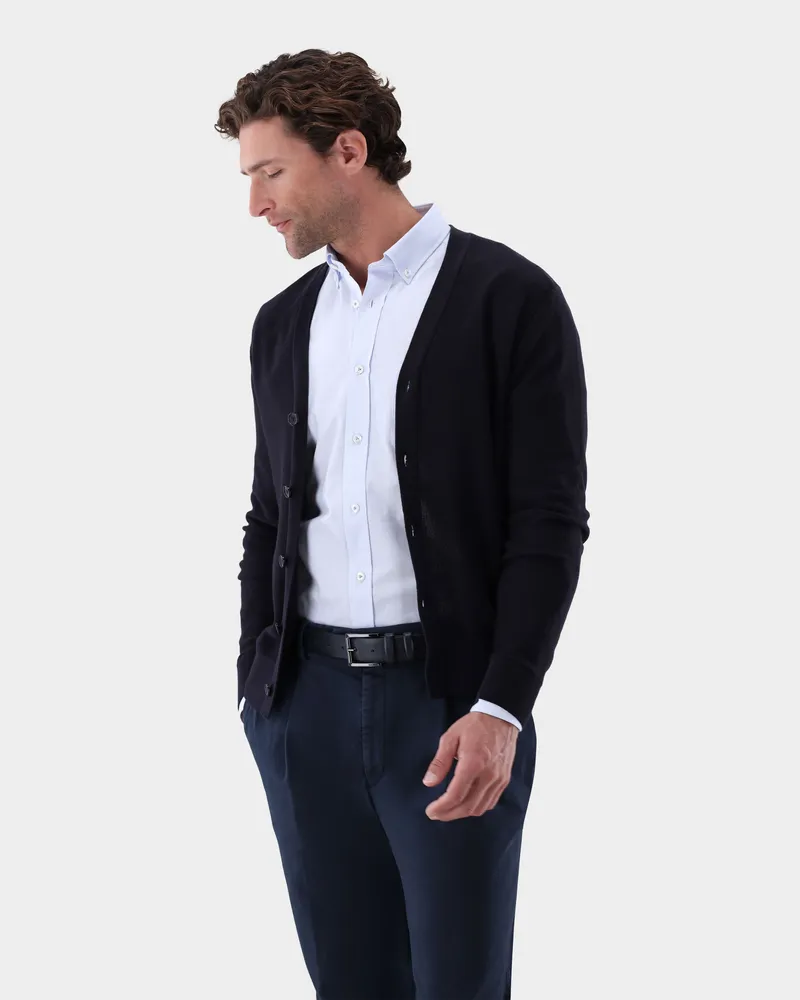 van Laack Strickjacke mit feiner Struktur Blau