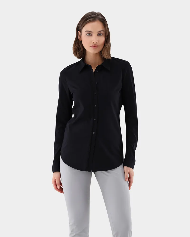 van Laack Jersey Hemdbluse Schwarz