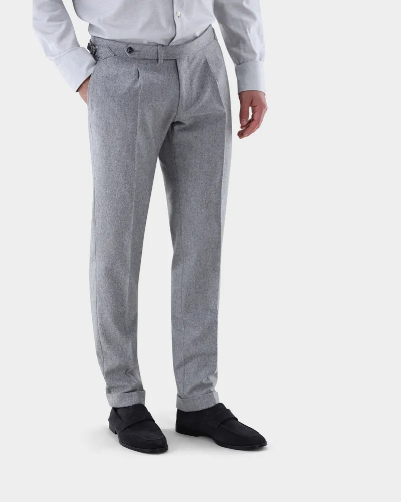 van Laack Hose aus Woll-Flanell mit Bundfalte Grau