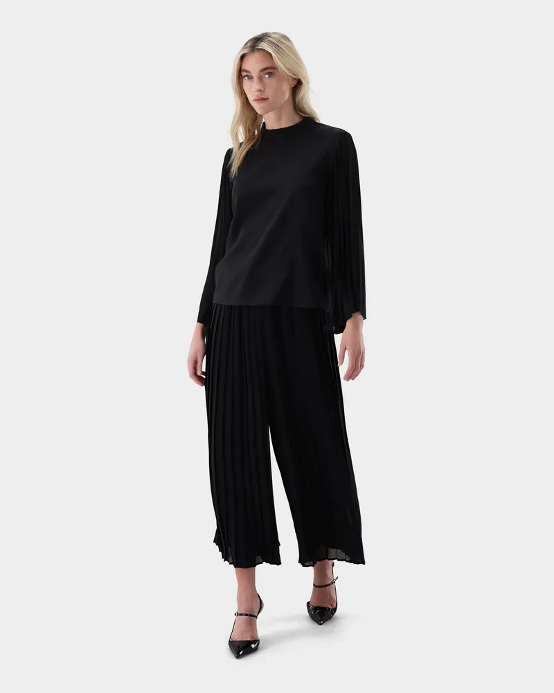 van Laack Hose plissiert Schwarz