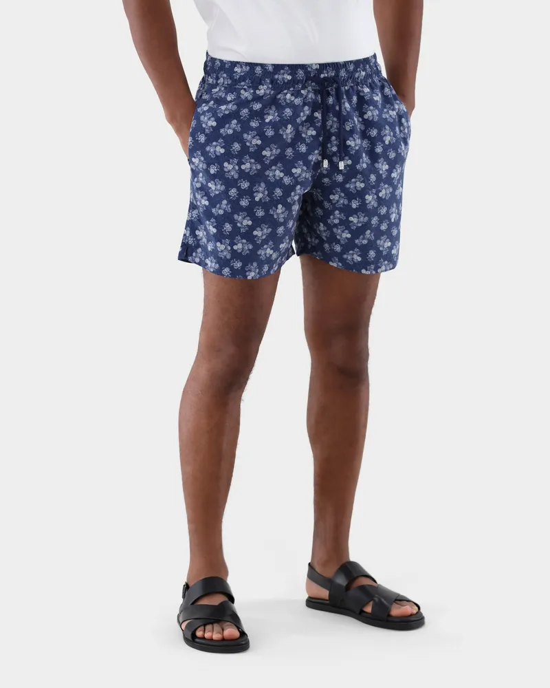 van Laack Badeshorts mit Zitronenmuster Blau