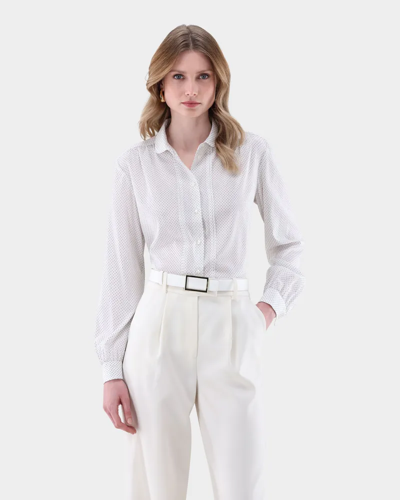 van Laack Hemdbluse mit Raffungen und Falten Cremefarben