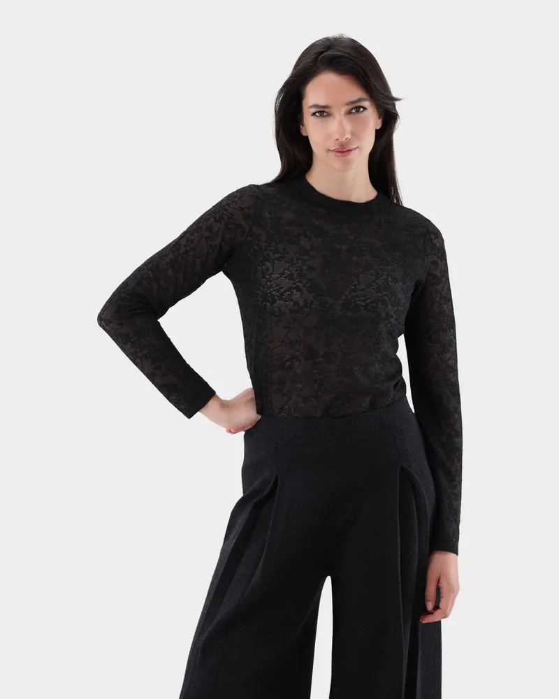 van Laack Gestricktes Spitzen-Top aus ultrafeiner Merinowolle Grau